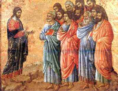 Jésus délivre sa paroles aux apôtres.